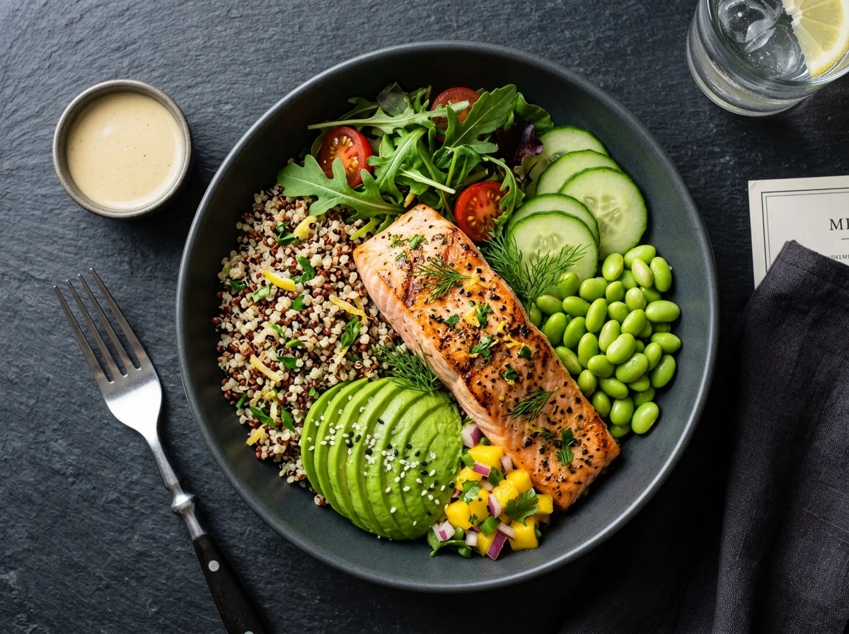 Grilled Salmon Quinoa Bowl